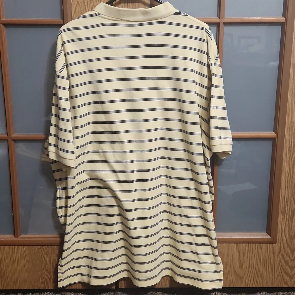 Ralph Lauren Men's Yellow and Navy Striped Polo Shirt Size XXL